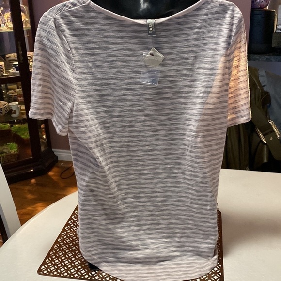 Denver Hayes stripped t shirt top pastel pink Sz M - Picture 10 of 11